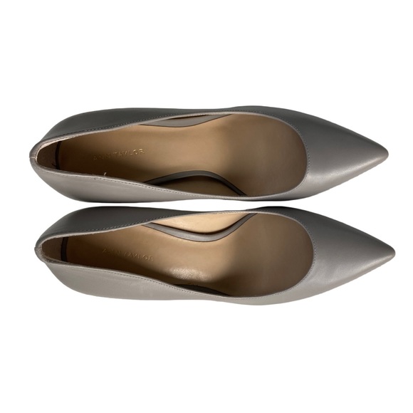 Ann Taylor Heels Gray Leather Pump Size 9.5 - Picture 3 of 9